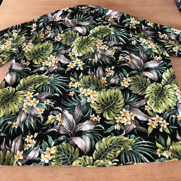 Bishop Street Hawaiian Shirt Men 4XL Green Floral Button Up Pocket Short Sleeve - Picture 2 of 11